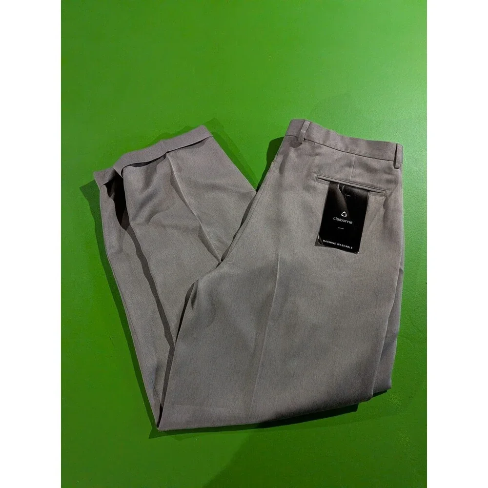 Claiborne Men's Dress Pants 40x32 NWT Beige Microfiber Corded NEW